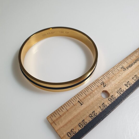 Ashley Bridget 18K Gold Plated Bangle Bracelet Black Hair Tie Designer Mom Gift - Picture 3 of 5